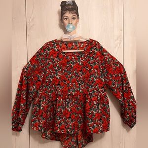 Red floral babydoll with longer back